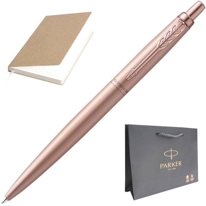 Набор: Ручка шариковая Parker Jotter Monochrome XL SE20, Pink Gold PGT + Ежедневник Ecobook, недатированный, А5, бежевый 90000062
