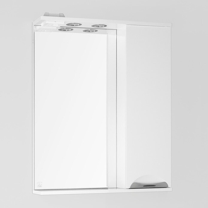 Зеркало-шкаф Style Line Жасмин 65/С шкаф справа белое с полочкой подсветка ЛС-00000041 - фотография № 2