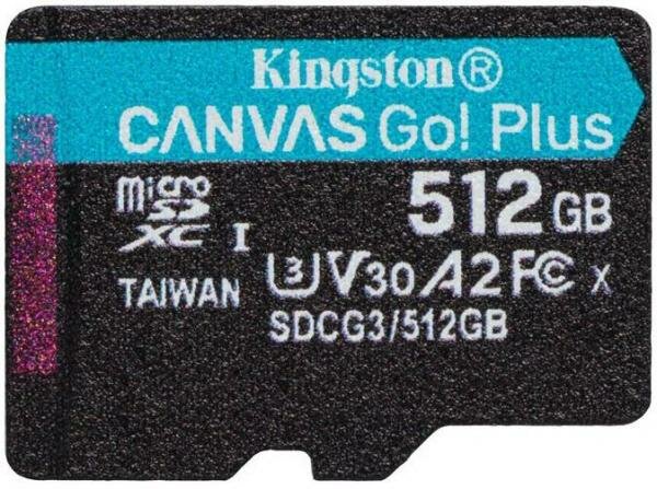 Карта памяти microSDXC Canvas Go Plus, 512 Гб, UHS-I, U3, V30, A2, без адаптера