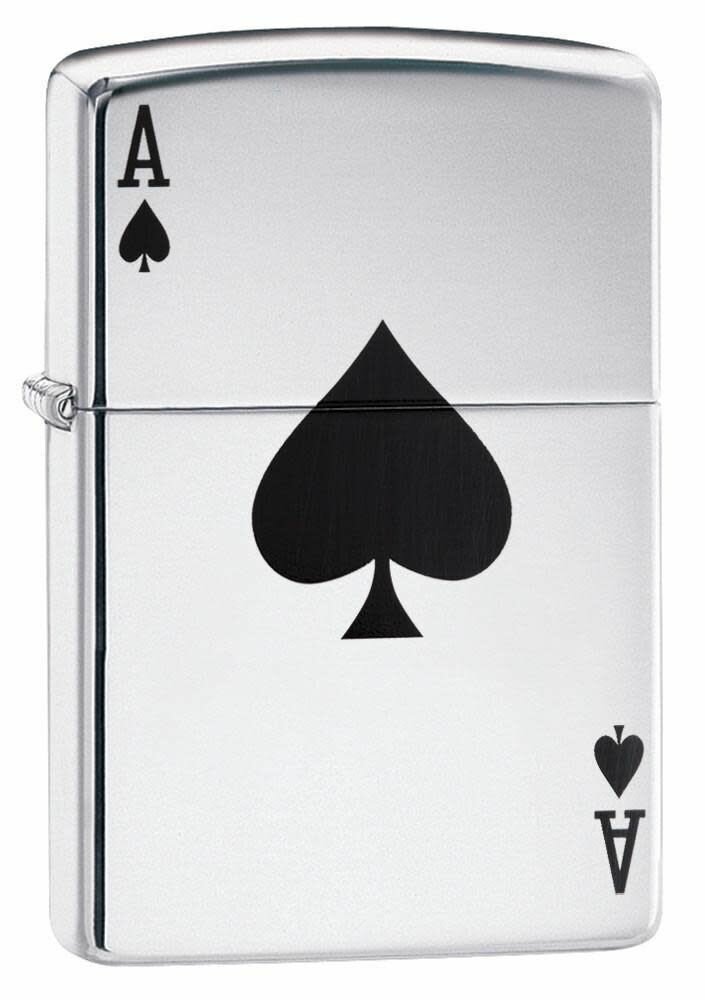 Зажигалка бензиновая ZIPPO Simple Spade Design с покрытием High Polish Chrome латунь/сталь серебристая глянцевая