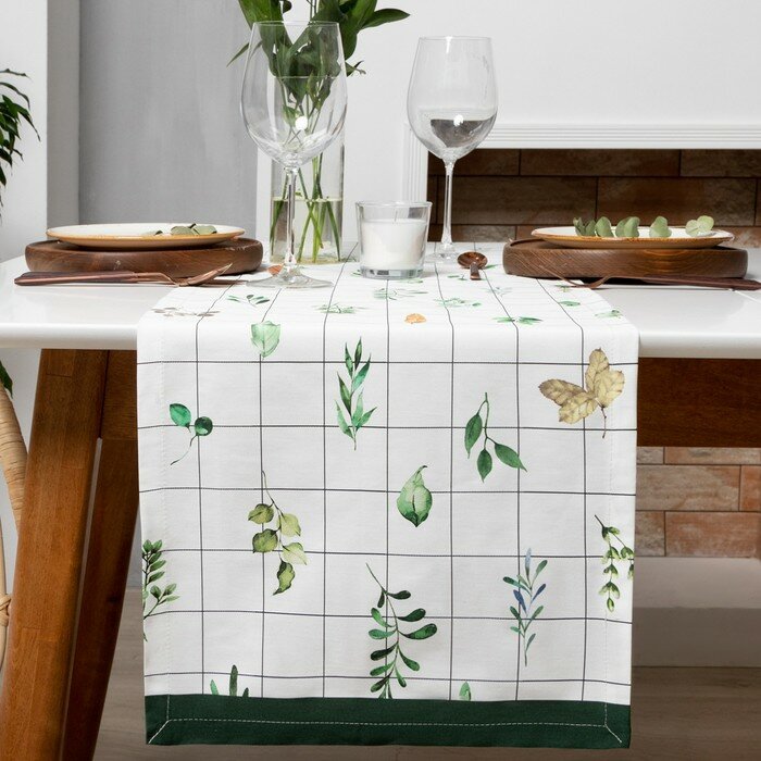 фото Дорожка на стол "" Flora 40х149 см, 100% хлопок, саржа 190 г/м2