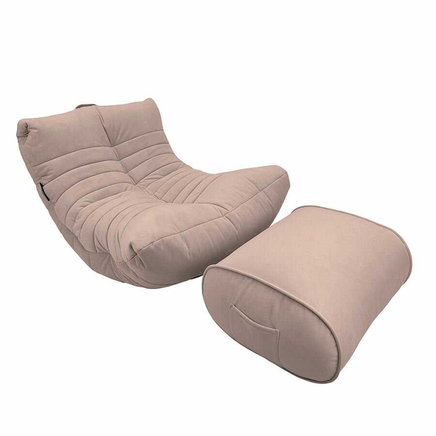 Бескаркасное кресло для отдыха с оттоманкой aLounge - Acoustic Lounge - Purple Rain (велюр пудровый) - лаунж мебель в гостиную спальню детскую офис на балкон