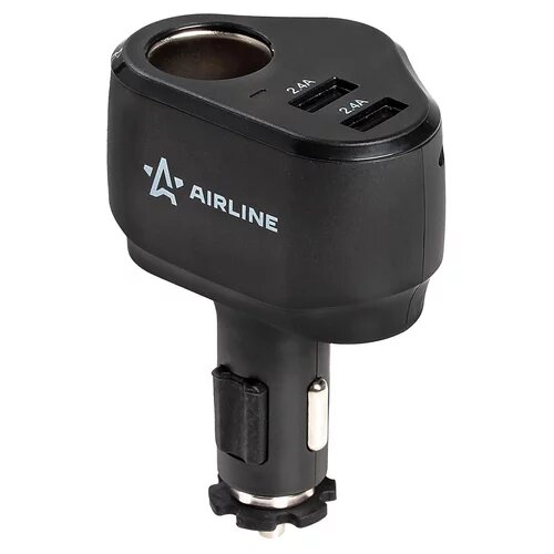 Прикуриватель-разветвитель 1 гнездо + 2xUSB 2.4A+2.4A PRO (AEBD070) AIRLINE AEBD070