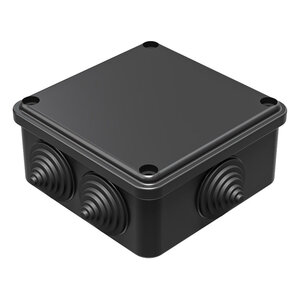 Коробка распределительная (GE41234-05) для открытой установки 100х100х50 мм 6 вводов черная IP55 с крышкой атмосферостойкая