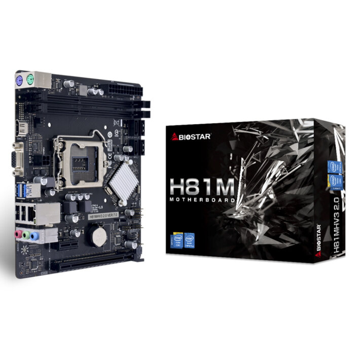 H81MHV3 2.0/3.0, Socket 1150, Intel H81, 2xDDR3-1600, D-SUB+HDMI, 1xPCI-Ex16, 1xPCI-Ex1, 2xSATA3, 2xSATA2, 6 Ch Audio, GLan,