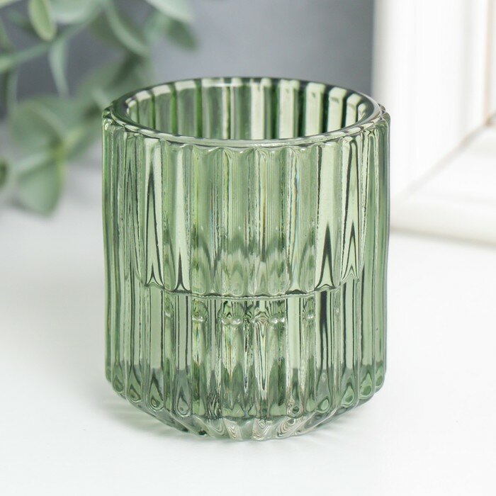 RAYDAY Подсвечник стекло на 1 свечу "Долли" d-2,5 см, 4 см зелёный 6х5х5 см - фотография № 2