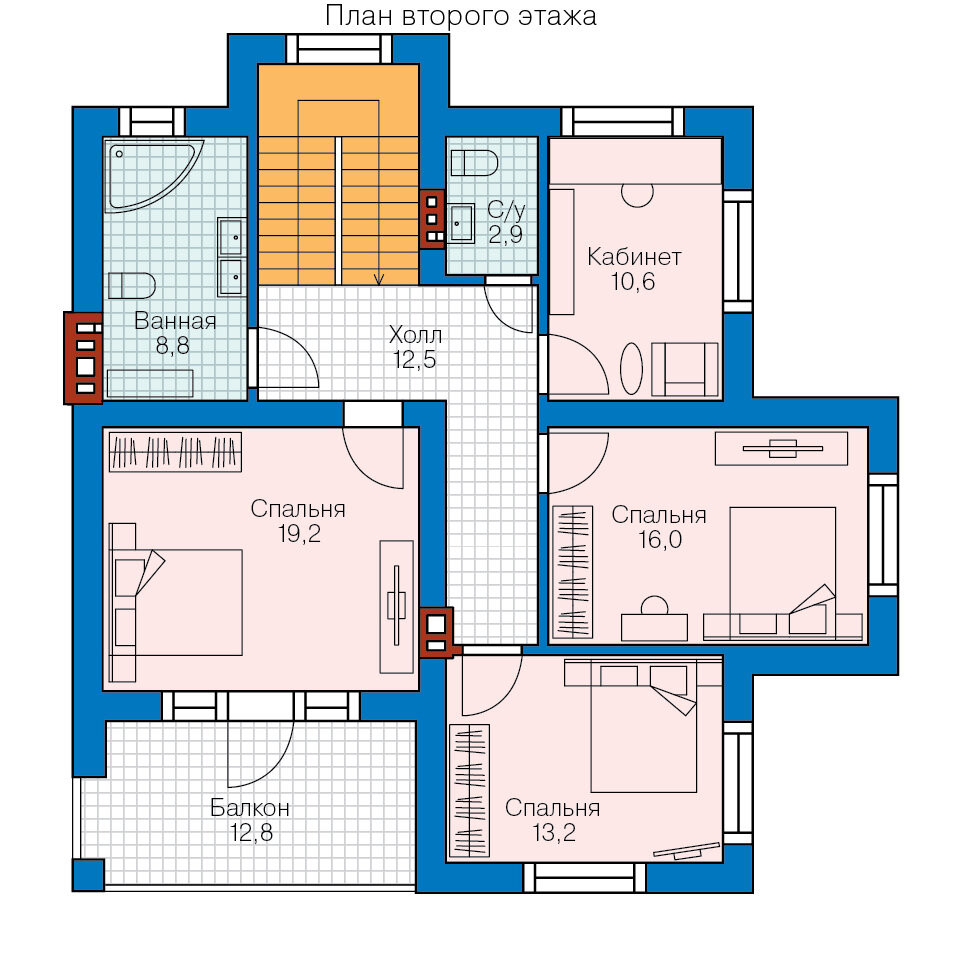 57-97-Catalog-Plans - Проект двухэтажного дома из газобетона - фотография № 3