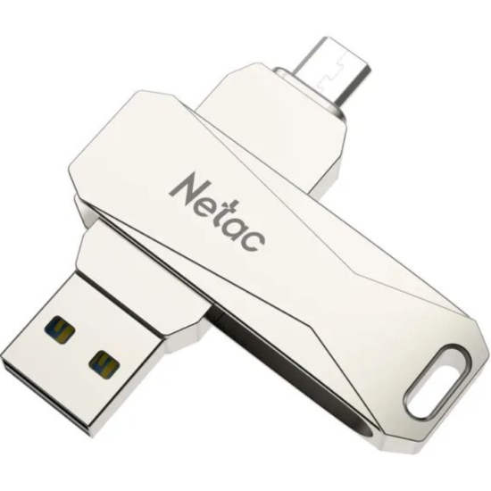 Флешка NETAC 128Gb U381 metal USB 3.0 + microUSB (NT03U381B-128G-30PN)