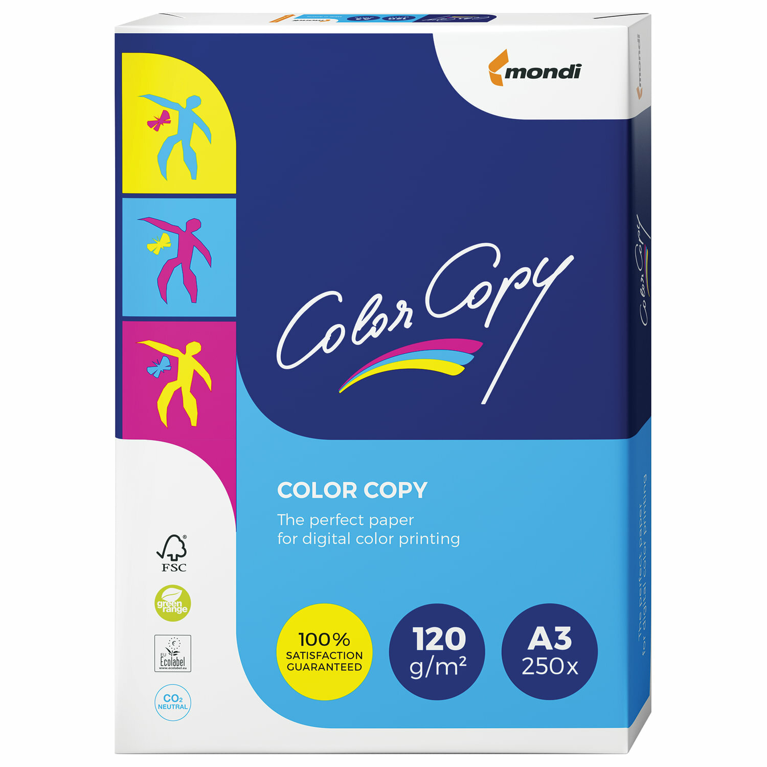 Бумага Color Copy, большой формат 297х420 мм, А3, 120 г/м2, 250 л, для полноцветной лазерной печати, А++, 161% (CIE)