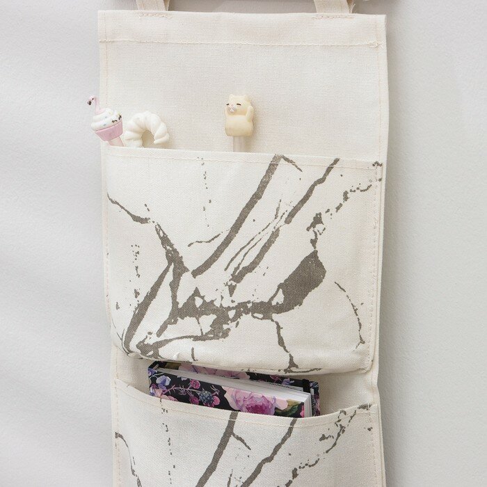 Органайзер с карманами подвесной Доляна «Мрамор», 3 отделения, 20×59 см, цвет серый - фотография № 4