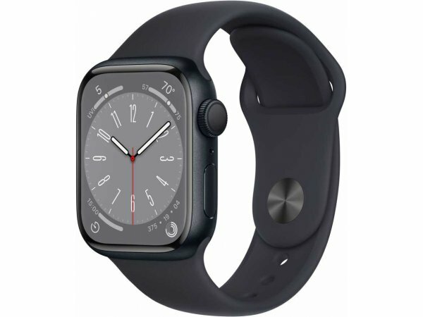 Apple Watch Series 8, 41 мм, корпус из алюминия цвета "тёмная ночь", спортивный ремешок цвета "тёмная ночь"