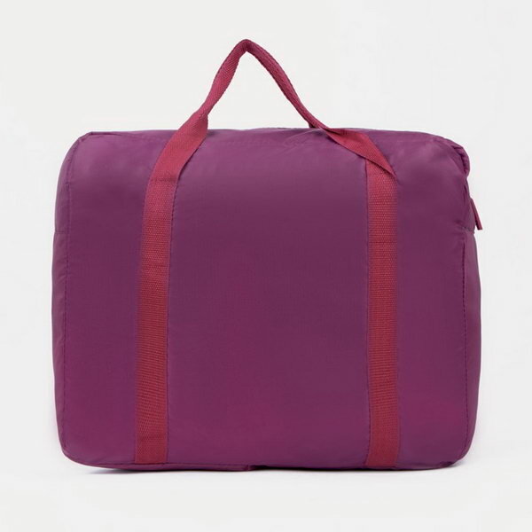 Сумка дорожная, складная в косметичку на молнии, наружный карман, держатель для чемодана, цвет бордовый - фотография № 2