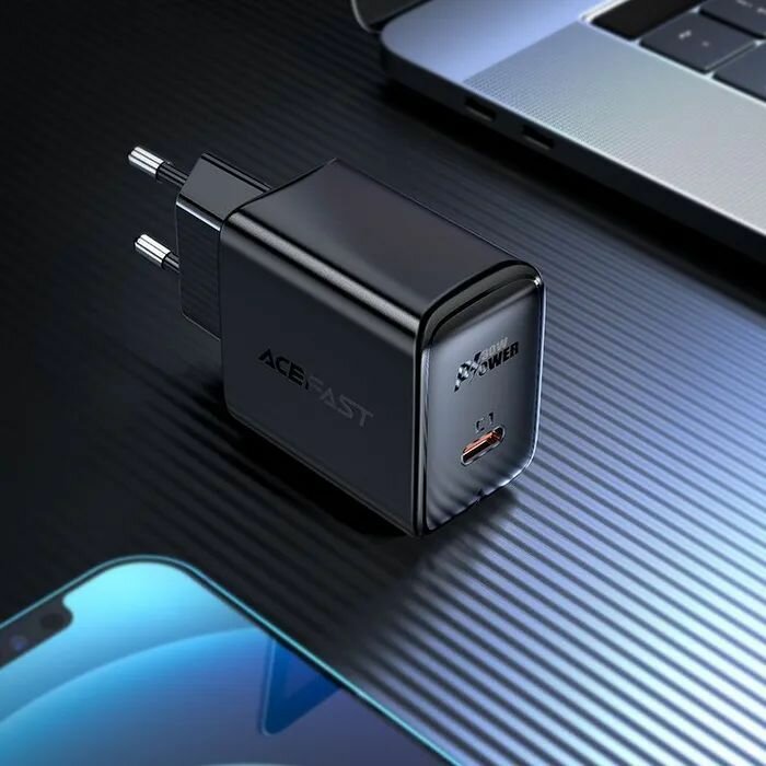 Зарядное устройство ACEFAST A21 30W GaN single USB-C charger (EU). Цвет: черный.