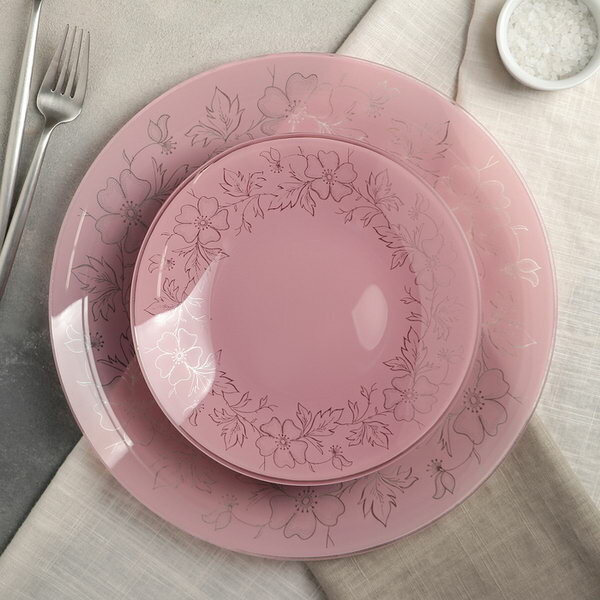 Сервиз столовый "Лара", 7 предметов: 6 тарелок d=20 см, 1 тарелка d=30 см, цвет розовый