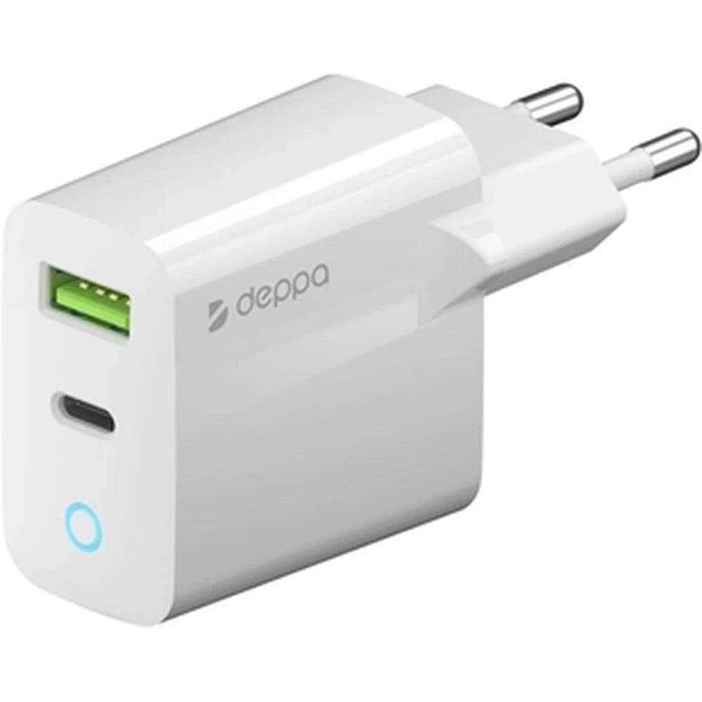 Сетевое зарядное устройство Deppa Power Delivery QC 3.0 65Вт USB A + Type-C, белый (RU)