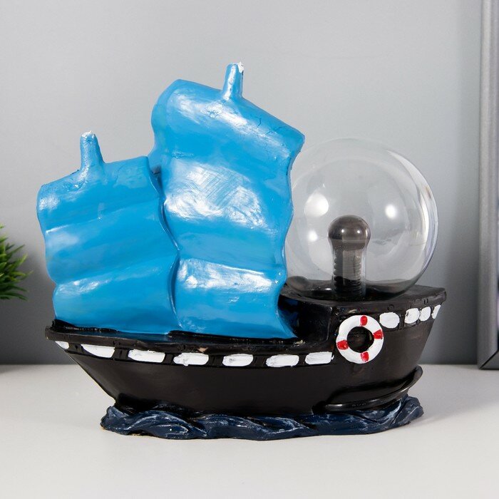 Плазменный шар "Корабль" синий 25х10х22 см RISALUX - фотография № 4