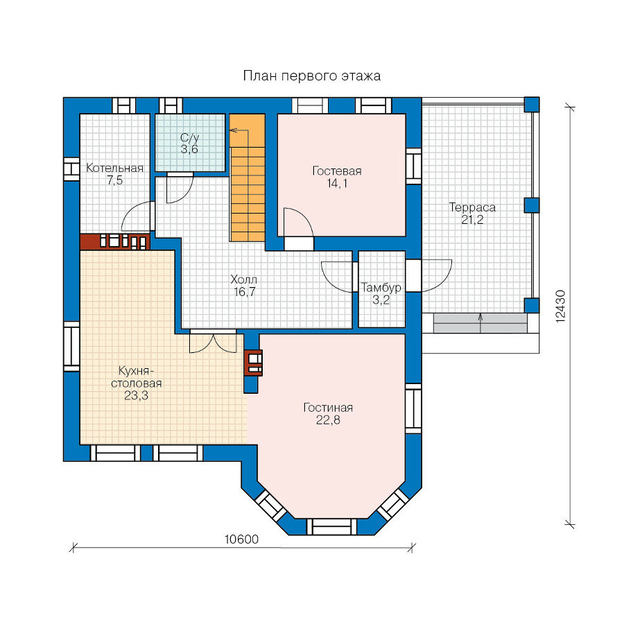 57-79-Catalog-Plans - Проект двухэтажного дома из газобетона с террасой - фотография № 2