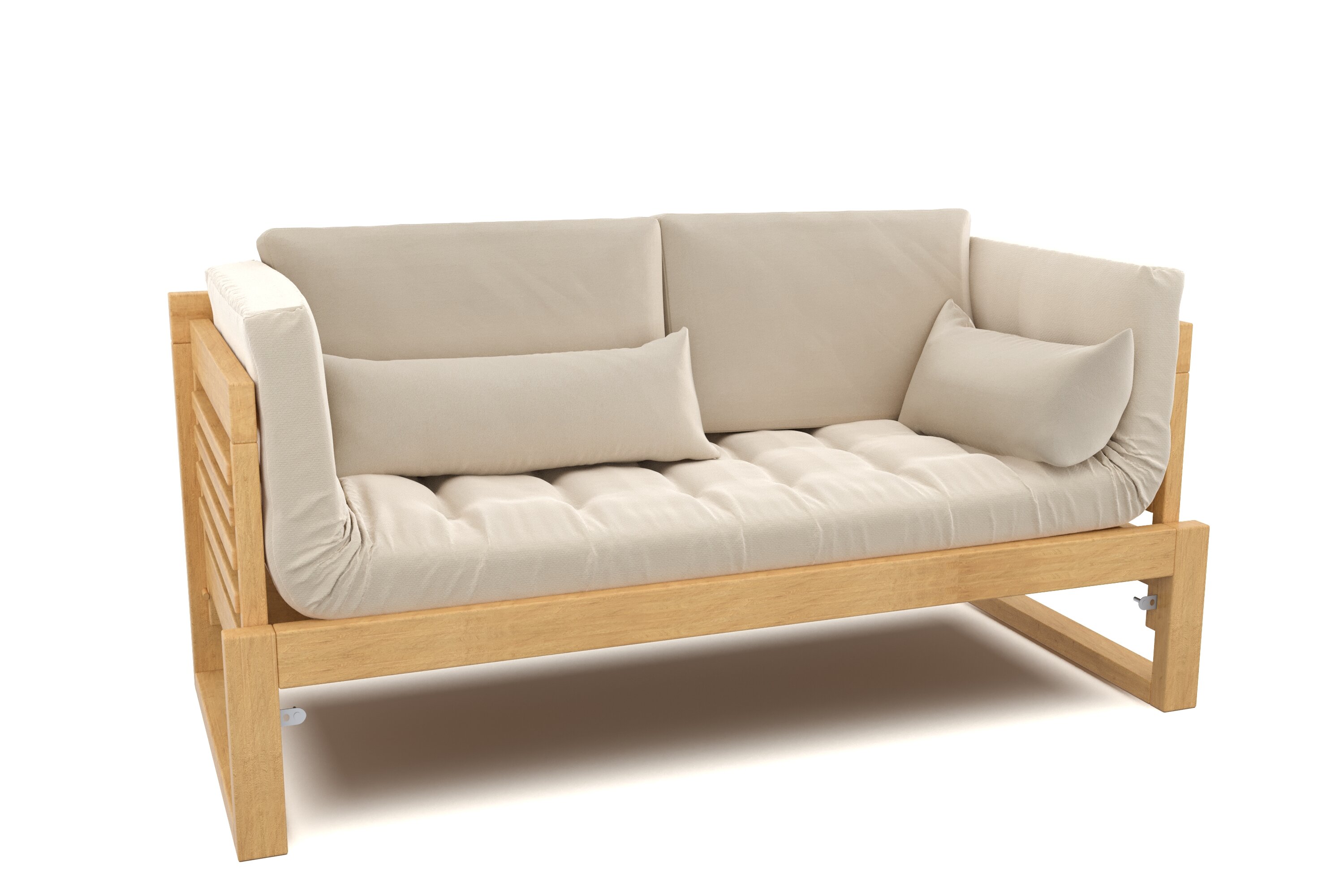 Садовый диван кушетка Soft Element Бьерк, бежевый, массив дерева, раскладной, с подушками, рогожка, на террасу, на веранду, для дачи, для бани - фотография № 7
