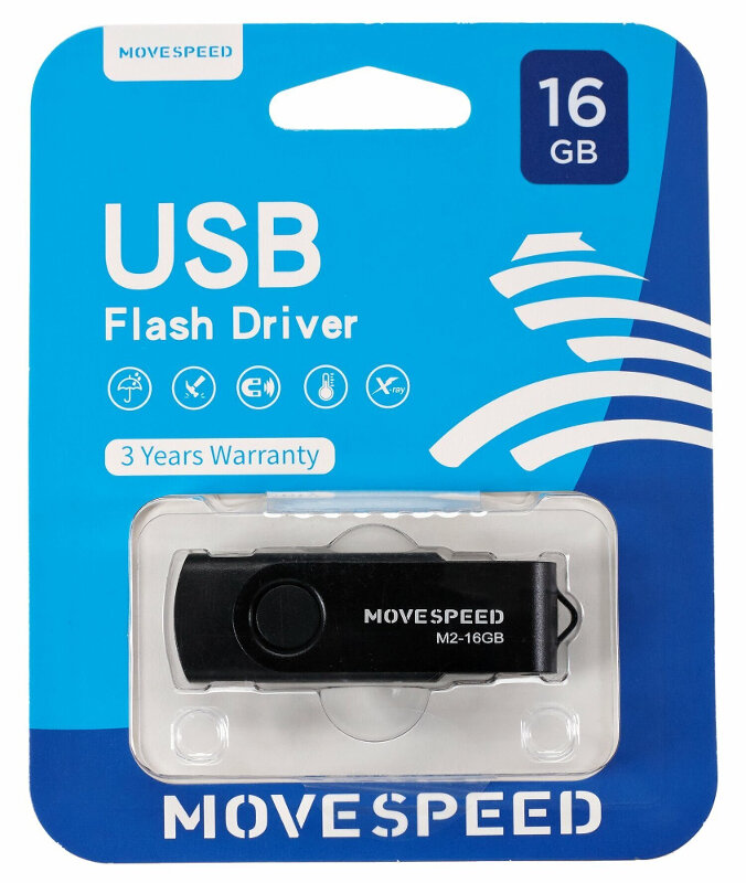 Флешка 16GB Move Speed M2 черный USB2.0 (M2-16G)