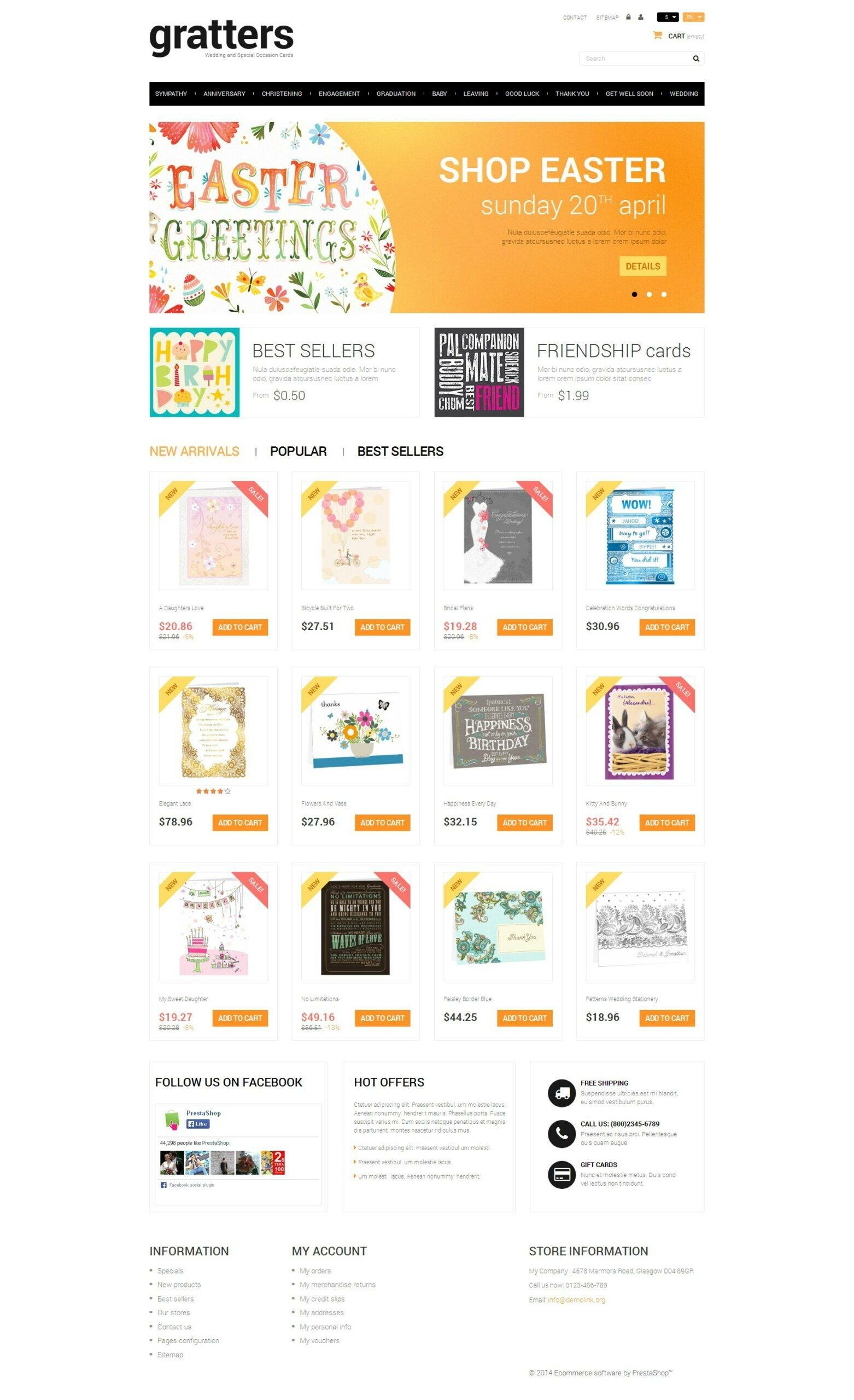 All Occasions Cards Store Тема PrestaShop