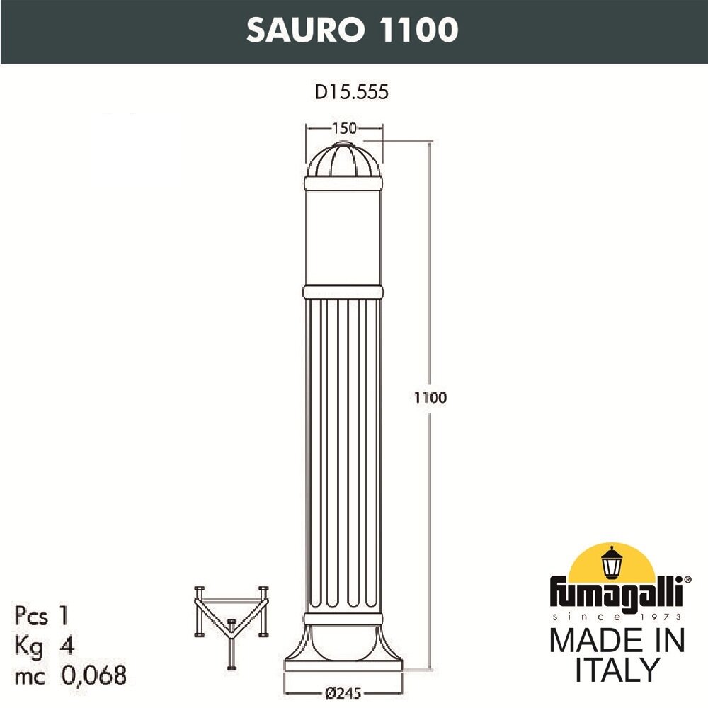 Наземный светильник светодиодный IP55 Fumagalli Sauro D15.555.000.WXF1R.FRA - фотография № 4