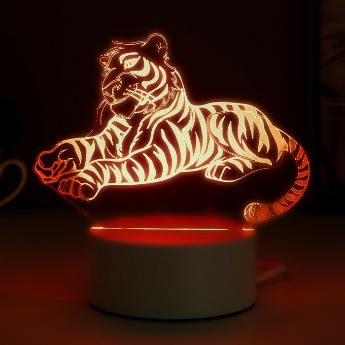 3D светильники RISALUX Светильник "Тигр" LED RGB от сети - фотография № 5