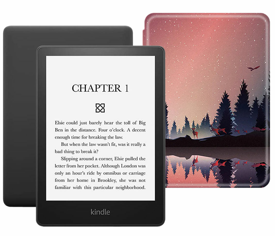 Электронная книга Amazon Kindle PaperWhite 2021 8Gb black Ad-Supported с обложкой ReaderONE