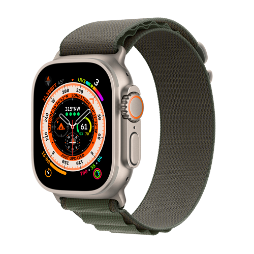 Умные часы Apple Watch Ultra 49 мм Titanium Case, титановый/зеленый Alpine Loop, L (165-210)