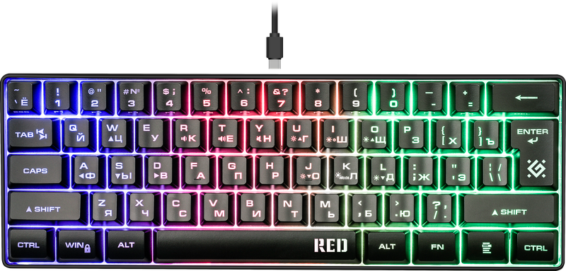 Игровая клавиатура проводная Defender Red GK-116 черный