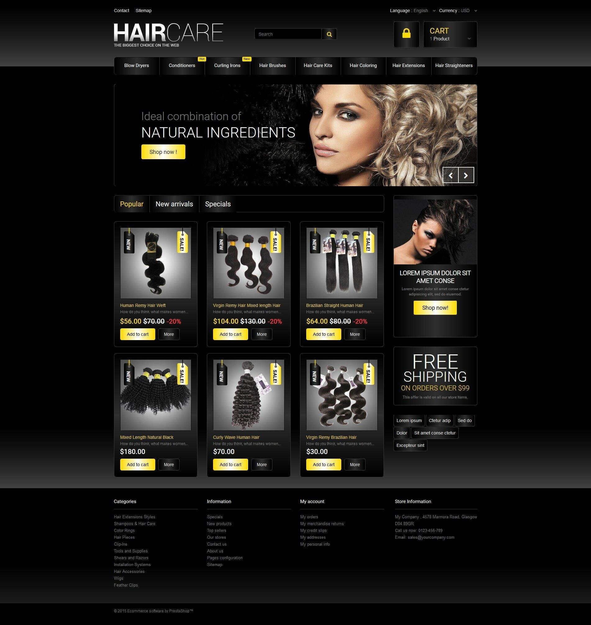 Hair Studio Тема PrestaShop