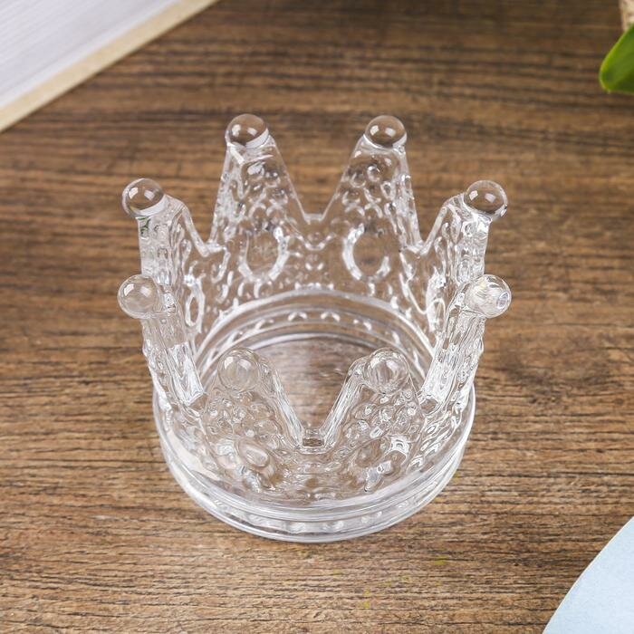 фото Подсвечник стекло на 1 свечу "Корона" прозрачный 5х7х7 см