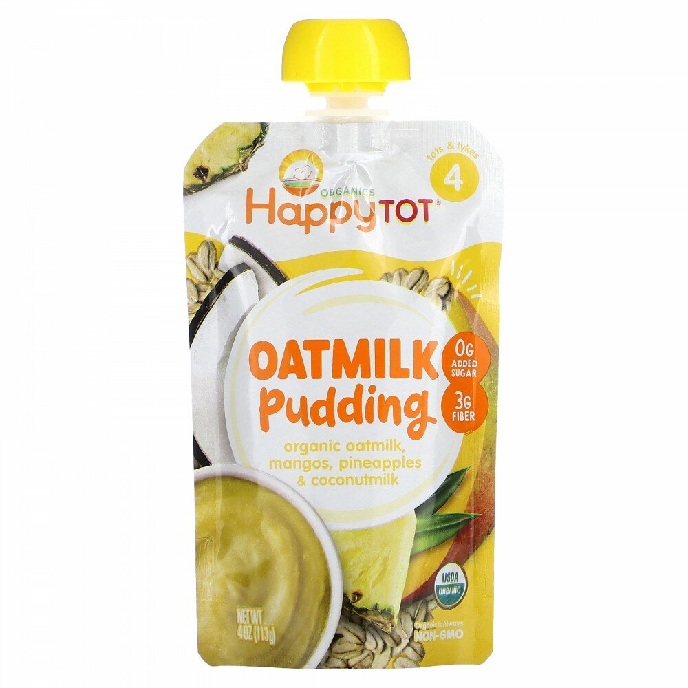 Happy Family Organics, Happy Tot, Oatmilk Pudding, Stage 4, Organic Oatmilk, Mangos, Pineapples & Coconutmilk, 4 oz (113 g) - фотография № 1