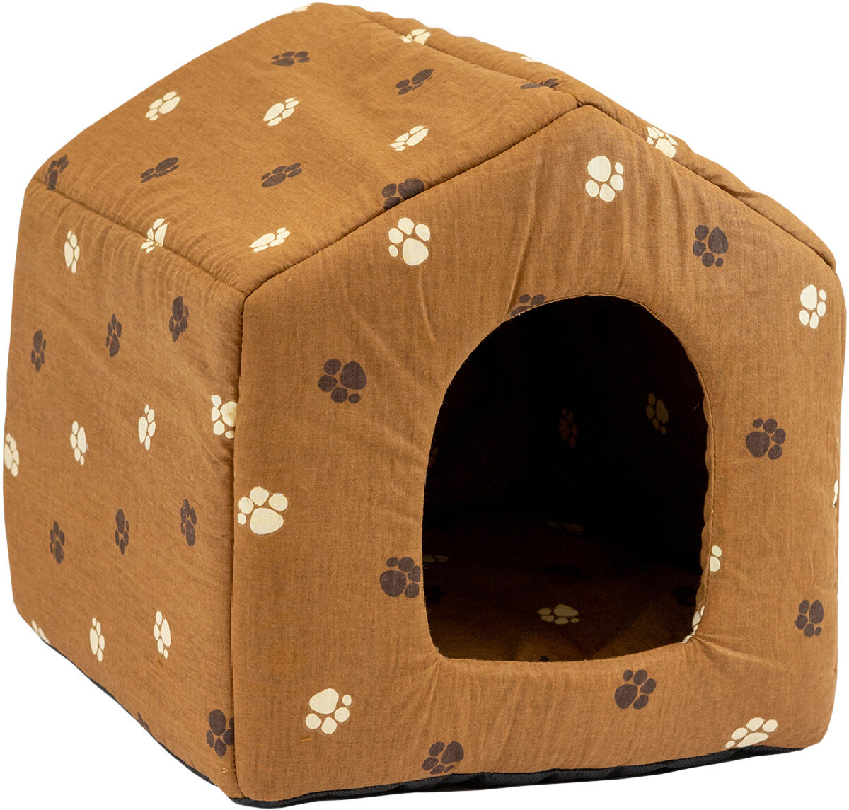 Домик для собак и кошек Дарэленд Будка с подушкой коричневый хлопок 43 х 43 х 43 см (1 шт)