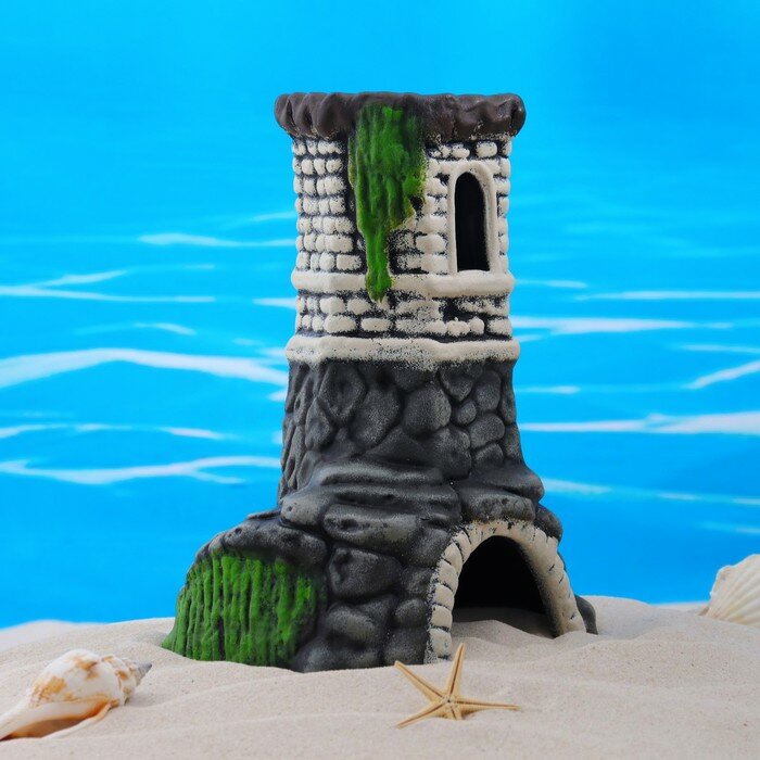 Декор для аквариума "Башня без крыши", керамический, 17 x 13 x 19 см, белый - фотография № 5