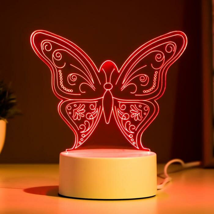 Светильник "Бабочка" LED RGB от сети 9,5х15х16см - фотография № 1