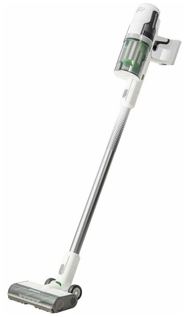 Беспроводной вертикальный пылесос greenworks GD24SVk4D 24v в комплекте с АКБ 4 А·ч и ЗУ (аккумуляторный белый)