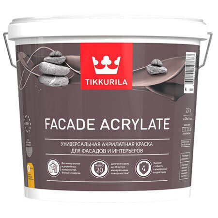 фото TIKKURILA FACADE ACRYLATE краска акрилатная, универсальная для фасадов и интерьеров, база C (2,7л)