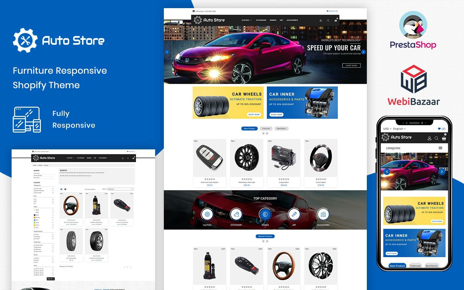 AutoStore - Auto Parts and Equipments Тема PrestaShop