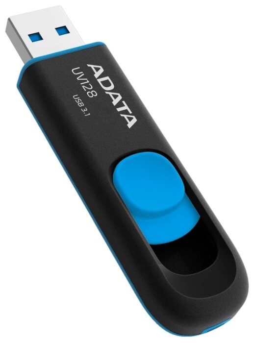 Накопитель USB flash ADATA Накопитель USB flash 64ГБ ADATA FlashDrive UV128 AUV128-64G-RBE, черно-синий (USB3.1) (ret)