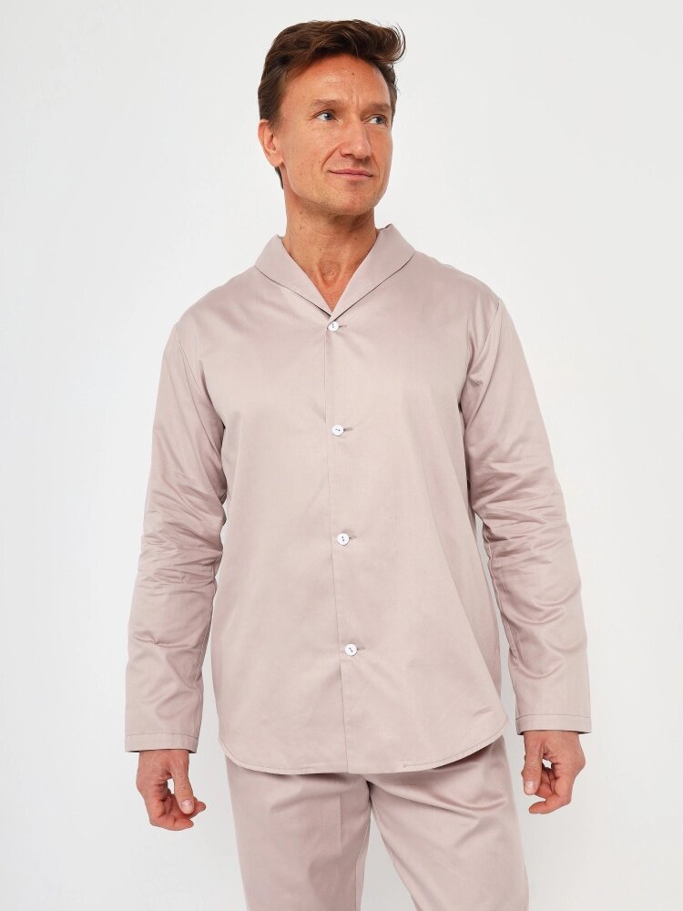 Пижама мужская из хлопка "Шон", бежевый цвет, размер 52 - фотография № 3