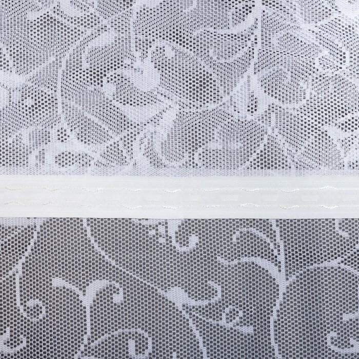 Тюль на шторной ленте, 145х250 см, цвет белый, 100% полиэстер - фотография № 4