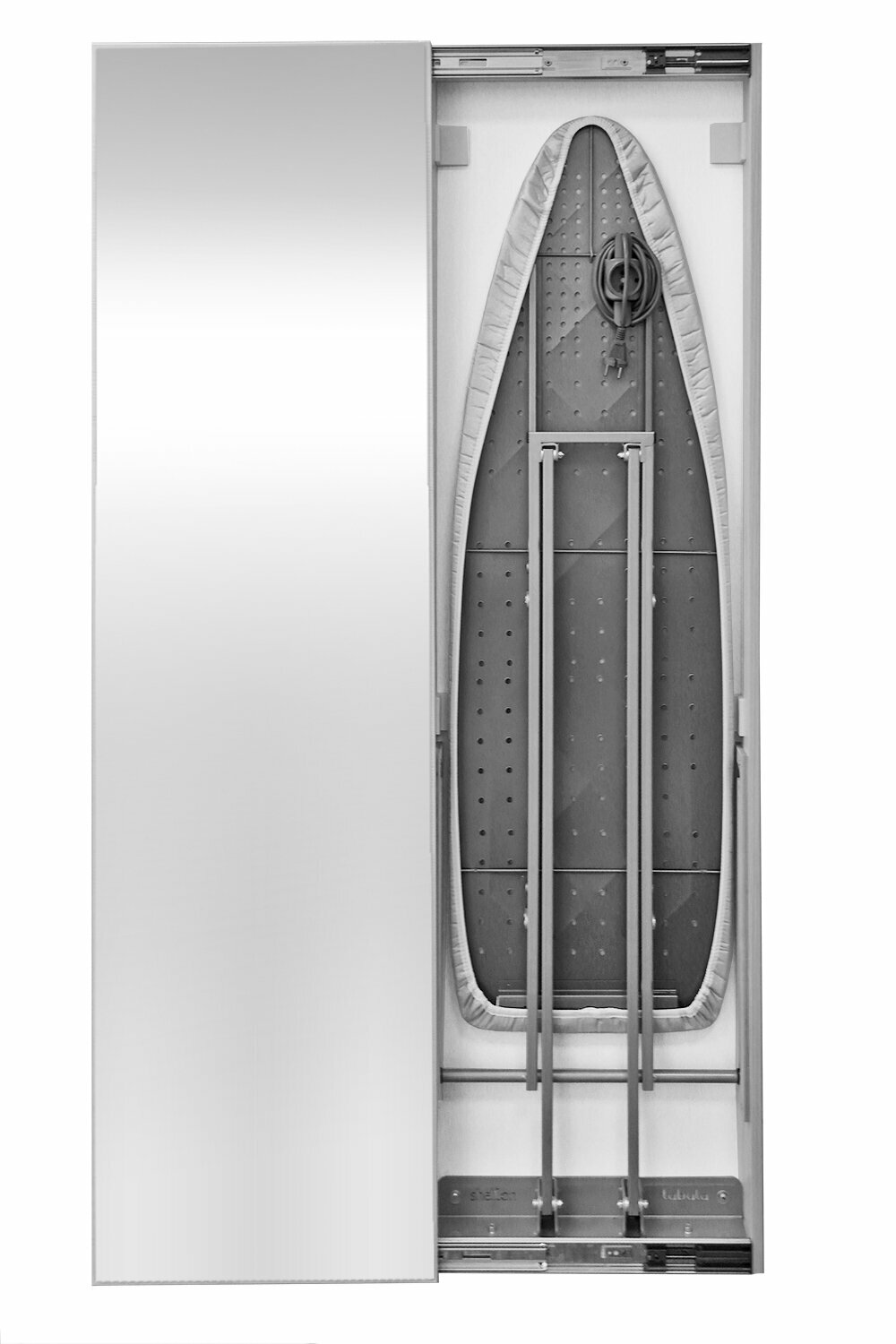 Встраиваемая гладильная доска с Зеркалом Табула Беленый дуб (распашная, открывание направо) - фотография № 5
