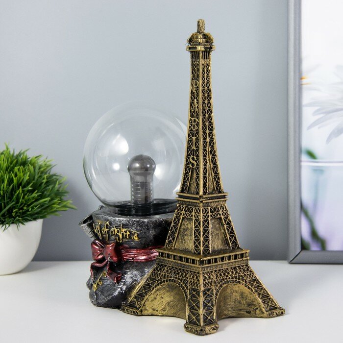 Плазменый шар "Париж" золото 15х10х24 см - фотография № 3