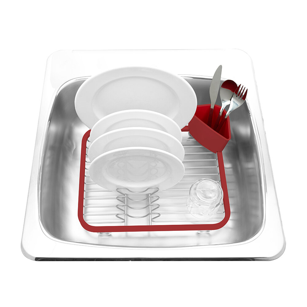 Сушилка для посуды sinkin красный-никель - фотография № 3