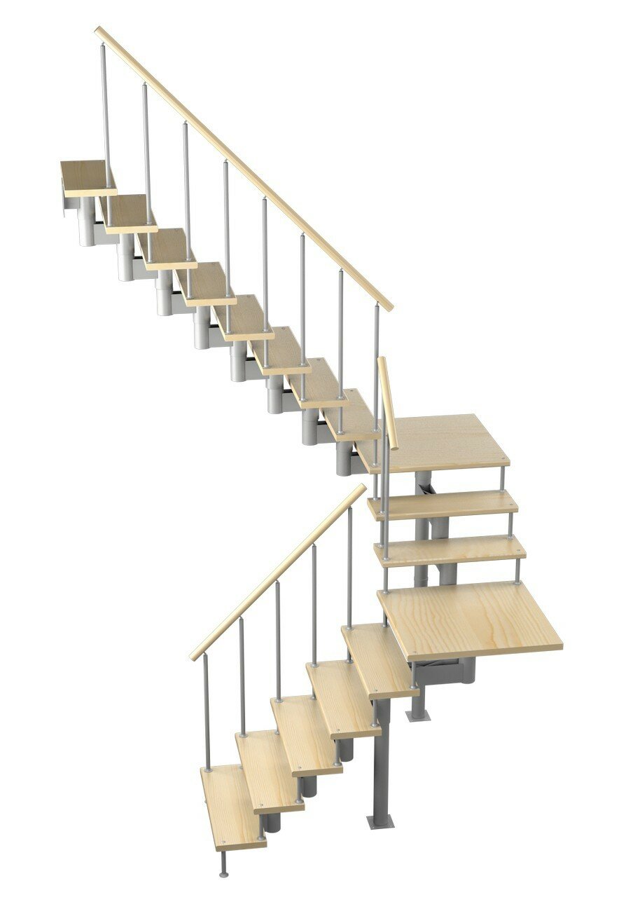 Модульная лестница Комфорт 180 (h 3060-3240, Серый, Сосна, Крашеная) - фотография № 1