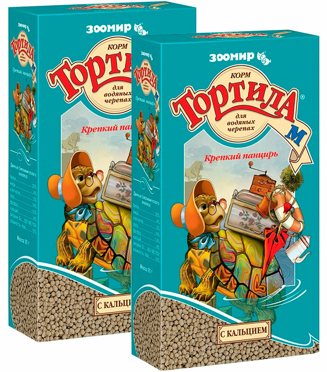 фото Зоомир тортила М крепкий панцирь корм гранулы для водяных черепах с кальцием (90 гр х 2 шт)