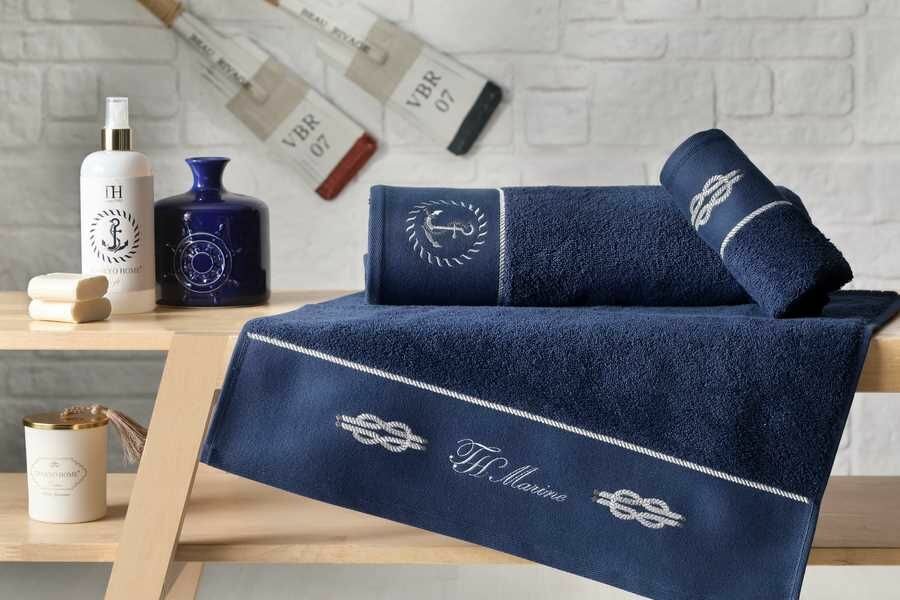 Полотенце Anchor цвет: синий (32х50 см,50х100 см,75х150 см) Tivolyo home - фото №9