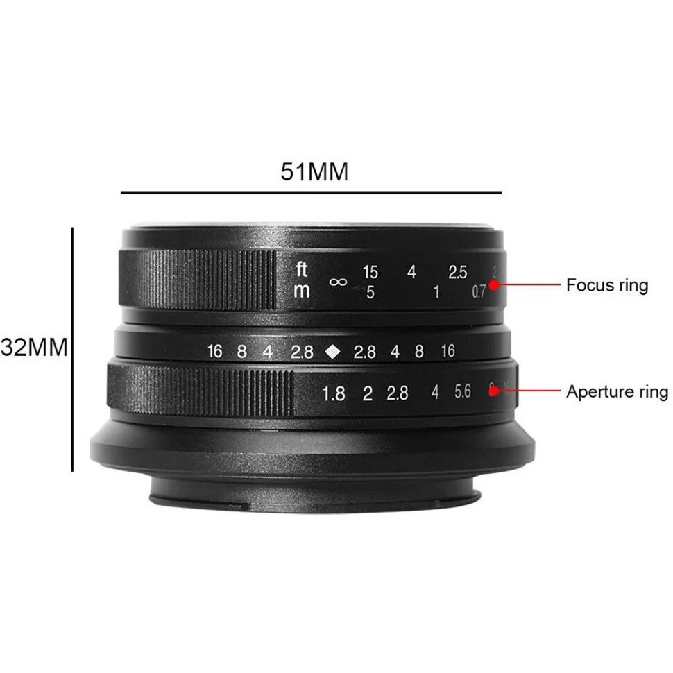 Объектив 7Artisans 25mm F18 E-mount Чёрный A101B