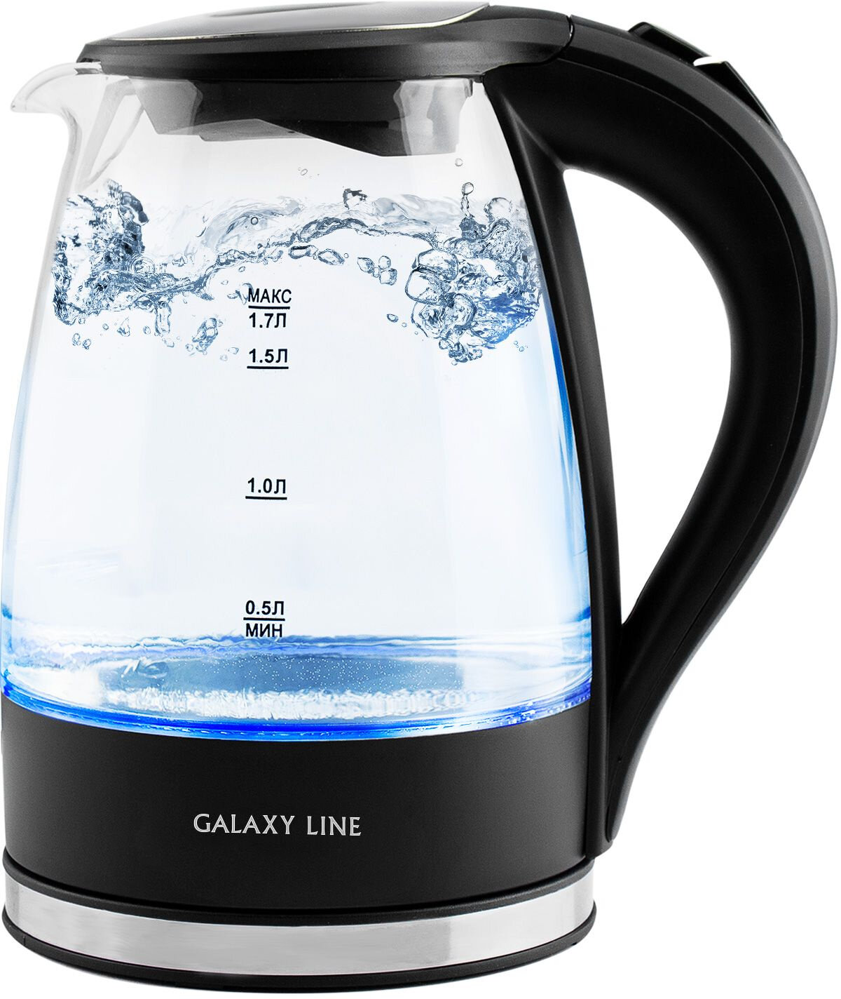 GALAXY LINE Чайник электрический Galaxy Line GL 0552 1.7л. 2200Вт черный (корпус: стекло)