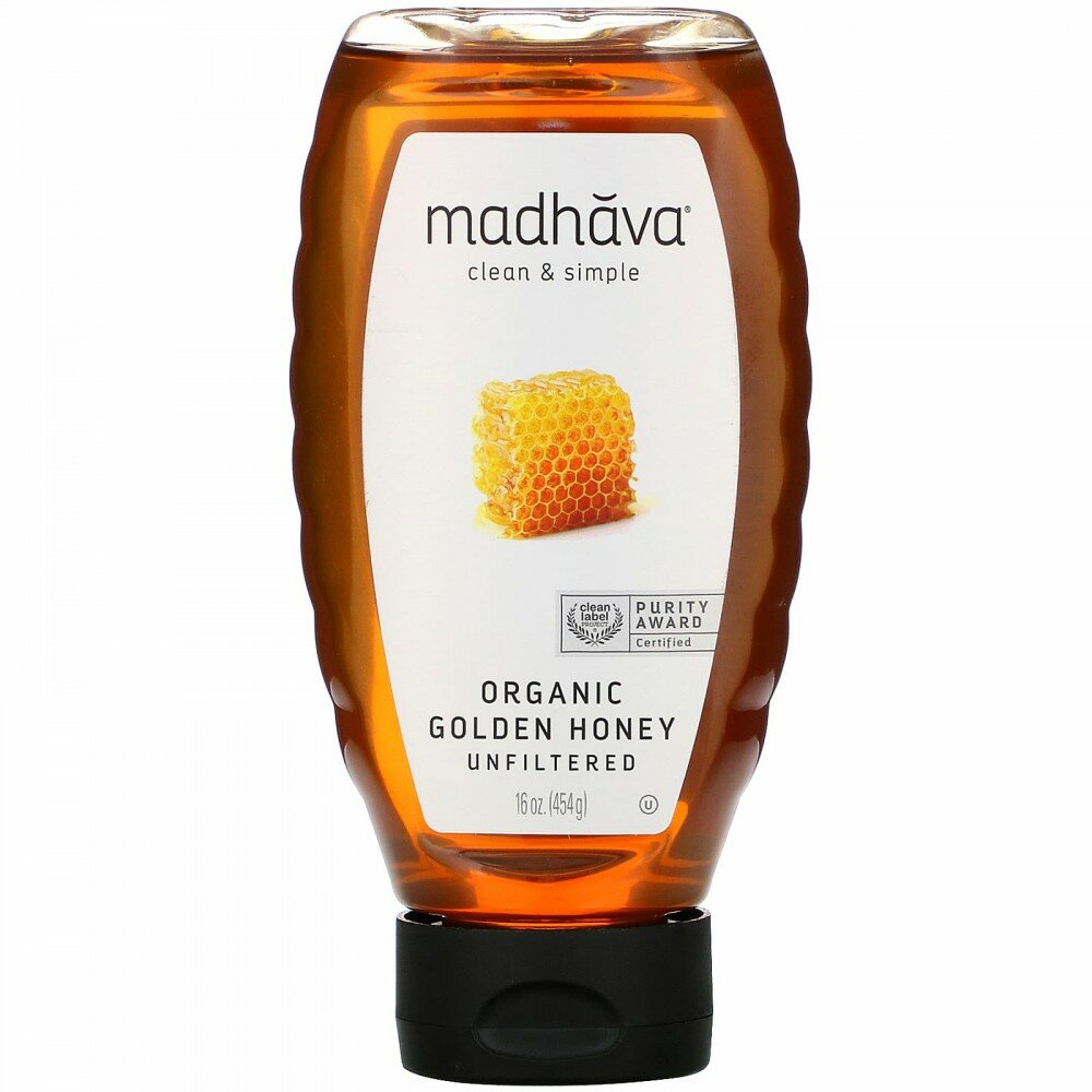 Madhava Natural Sweeteners, Органический золотой мед, нефильтрованный, 454 г (16 унций) - фотография № 1